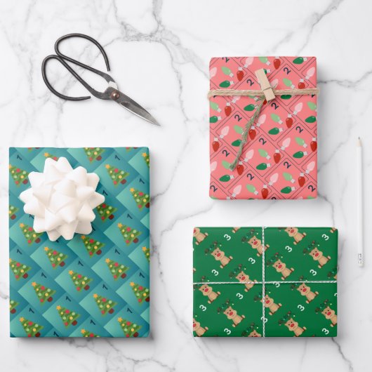 Advent Wrapping Paper - 22, 23, 24 Geschenkpapier Set (Vorderseite)