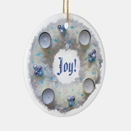 Advent Wreath Silver und Blau Keramik Ornament (Rechts)