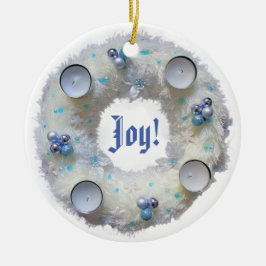 Advent Wreath Silver und Blau Keramik Ornament