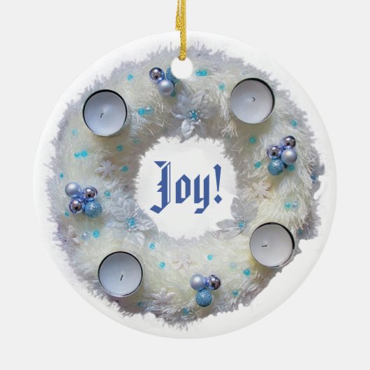 Advent Wreath Silver und Blau Keramik Ornament (Hinten)