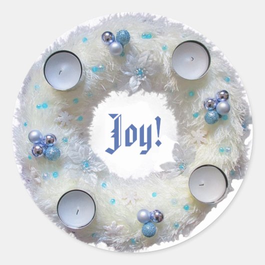 Advent Wreath Silver und Blau Runder Aufkleber (Vorderseite)