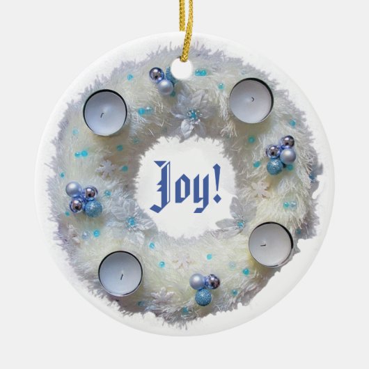 Advent Wreath Silver und Blue Keramik Ornament (Vorne)