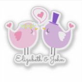 Adventfähige Vögel in Liebe - Personalisiert Aufkleber (Vorderseite)