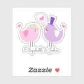 Adventfähige Vögel in Liebe - Personalisiert Aufkleber (Blatt)