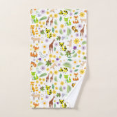 Adventsfarbene Safari-Muster Kindertiere niedlich Badhandtuch Set (Handtuch)
