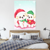 Adventsjung Welpen im festlichen Hass Kunst Leinwanddruck (Insitu (Schlafzimmer))