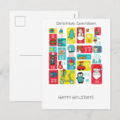 Adventskalender einzigartig farbenfroh feiertagspostkarte (Vorne/Hinten)