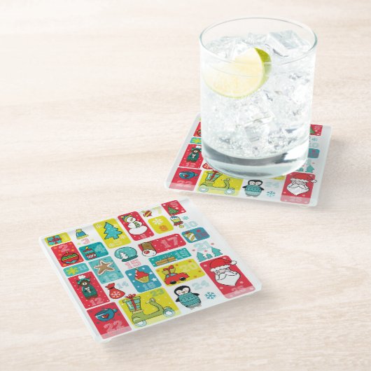 Adventskalender Glasuntersetzer (Schrägansicht)