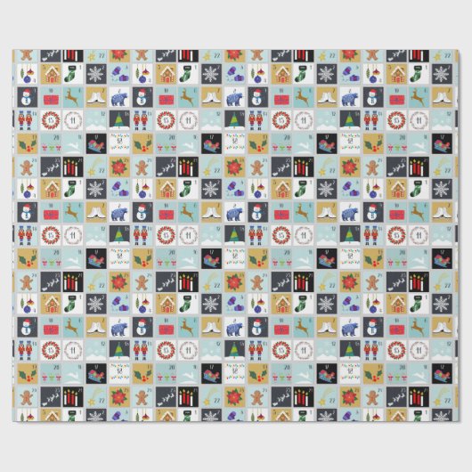 Adventskalender Weihnachten Geschenkpapier (Flach)