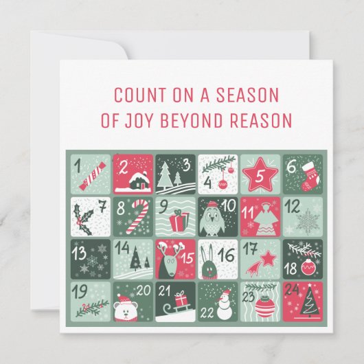 Adventskalender Weihnachtskarte Einladung (Vorderseite)
