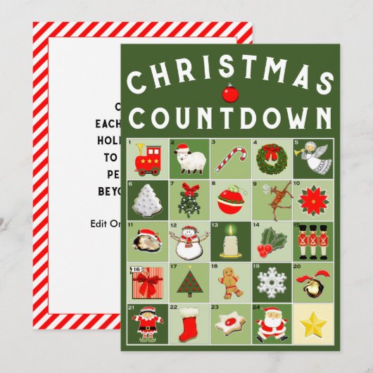 Adventskalender Weihnachtskarte Feiertagskarte (Vorne/Hinten)