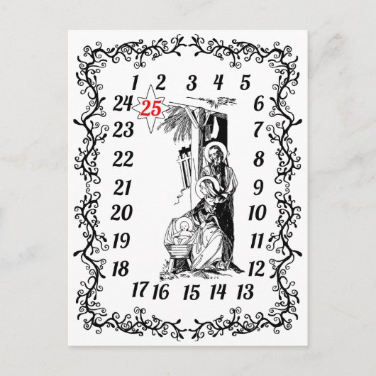 Adventskalender Weihnachtsrat Religiöse Postkarte (Vorderseite)