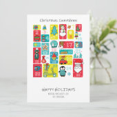 Adventskalender Weihnachtsstil Cartoon Feiertagskarte (Stehend Vorderseite)