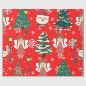 Adventskinder in Rot und Grün Geschenkpapier (Flach)