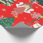 Adventskinder in Rot und Grün Geschenkpapier (Ecke)