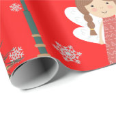 Adventskinder in Rot und Grün Geschenkpapier (Rolleneckpunkt)
