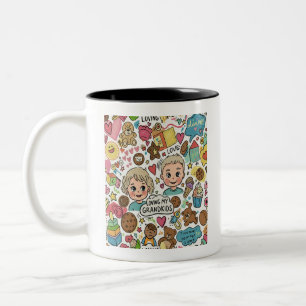 Adventskinder Kunst: Personalisierte Gestaltung Zweifarbige Tasse