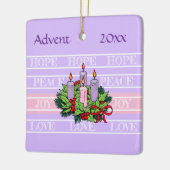 Adventskranz auf gestreibendem Hintergrund Keramikornament (Links)