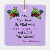 Adventskranz auf gestreibendem Hintergrund Keramikornament (Rückseite)