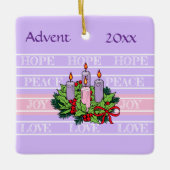 Adventskranz auf gestreibendem Hintergrund Keramikornament (Vorderseite)