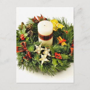 Adventskranz auf weißem Hintergrund Postkarte