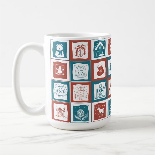 Adventstil Weihnachtsmosaik Muster Kaffeetasse (Links)