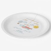 Adventure Airplane Hot Air Balloon Baby Shower  Pappteller (Schrägansicht)