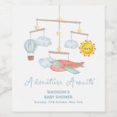 Adventure Airplane Hot Air Balloon Baby Shower  Weinetikett (Einzelnes Label)
