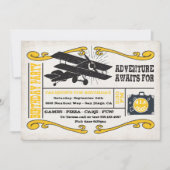 Adventure Airplane Ticket Geburtstagsparty Einladung (Vorderseite)