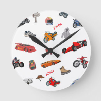 Adventure and Racing Enthusiast Peel and Stick  Runde Wanduhr