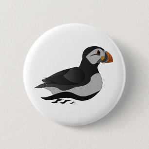 Adventure Atlantic Puffin Cartoon Button