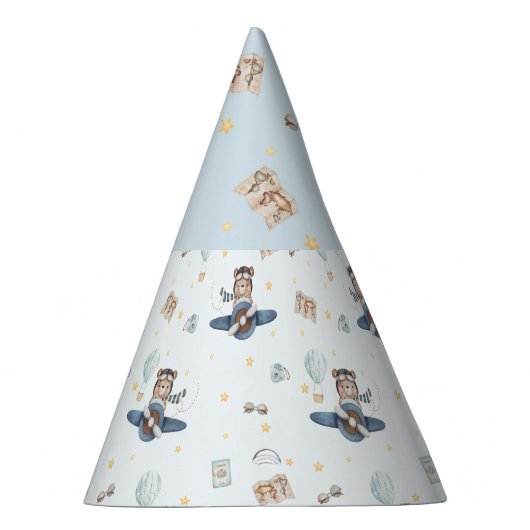 Adventure Aviation Bear Blue Flugzeug 1. Geburtsta Partyhütchen (Rechts)