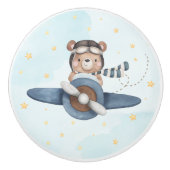 Adventure Aviation Niedlich Bear Blue Flugzeug Keramikknauf (Vorderseite)