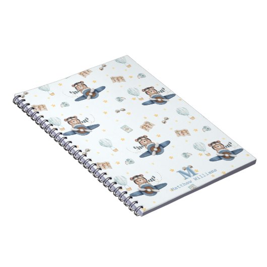 Adventure Aviation Niedlich Bear Blue Flugzeug Mon Notizblock (Rechte Seite)