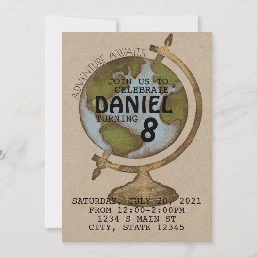 Adventure Await Birthday Einladung (Vorderseite)