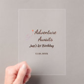 Adventure awaits 1st birthday name date planeretro acryleinladungen (Insitu (Handheld))