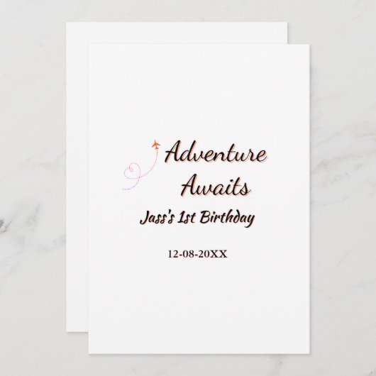 Adventure awaits 1st birthday name date planeretro einladung (Vorne/Hinten)