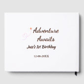 Adventure awaits 1st birthday name date planeretro gästebuch (Rückseite)