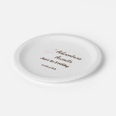 Adventure awaits 1st birthday name date planeretro pappteller (Schrägansicht)