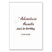 Adventure awaits 1st birthday name date planeretro tischnummer (Rückseite)
