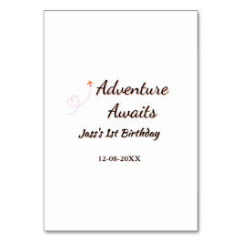 Adventure awaits 1st birthday name date planeretro tischnummer