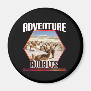 Adventure Awaits - Alpaca Llama Reise Magnet
