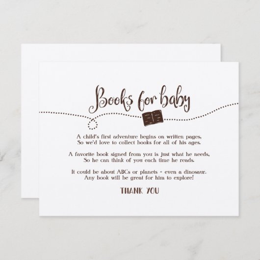 "Adventure Awaits" Anfrage Card "Books for Baby" Begleitkarte (Vorne/Hinten)