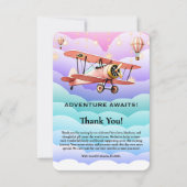 Adventure Awaits Aviation Baby Shower Dankeskarte (Vorderseite)