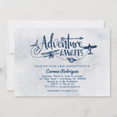 "Adventure Awaits" Aviation Baby Shower Einladung (Vorderseite)