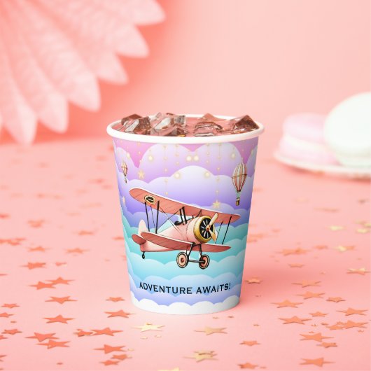 Adventure Awaits Aviation Baby Shower Pappbecher (Insitu)