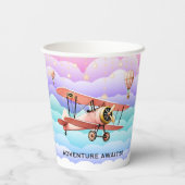 Adventure Awaits Aviation Baby Shower Pappbecher (Rückseite)