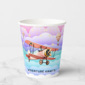 Adventure Awaits Aviation Baby Shower Pappbecher (Vorderseite)