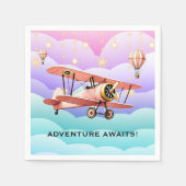 Adventure Awaits Aviation Baby Shower Serviette (Vorderseite)