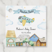 Adventure Awaits Aviator Airplane Baby Shower  Geschenkanhänger (Vorderseite)